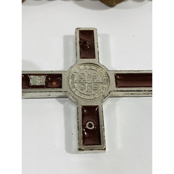 Vintage Wooden Wall Wood Bead Rosary Catholic Crucifix Cross Prayers Christian - Picture 6 of 10